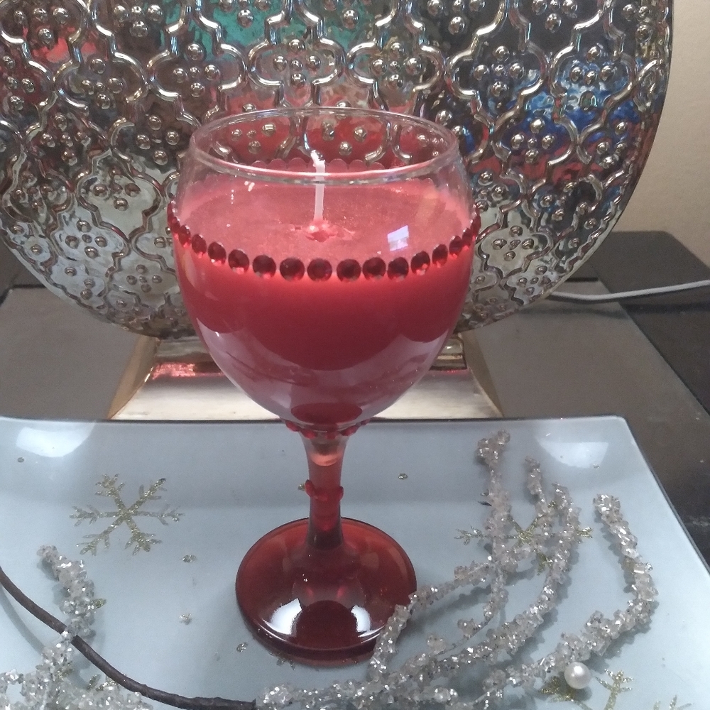 Homemade wine glass candle
